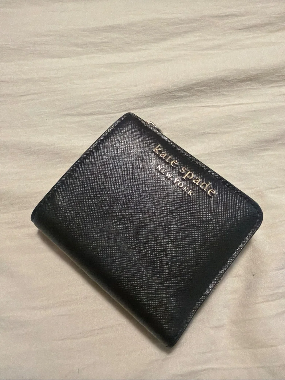 Kate Spade Staci Black Saffiano Zip Bifold Wallet